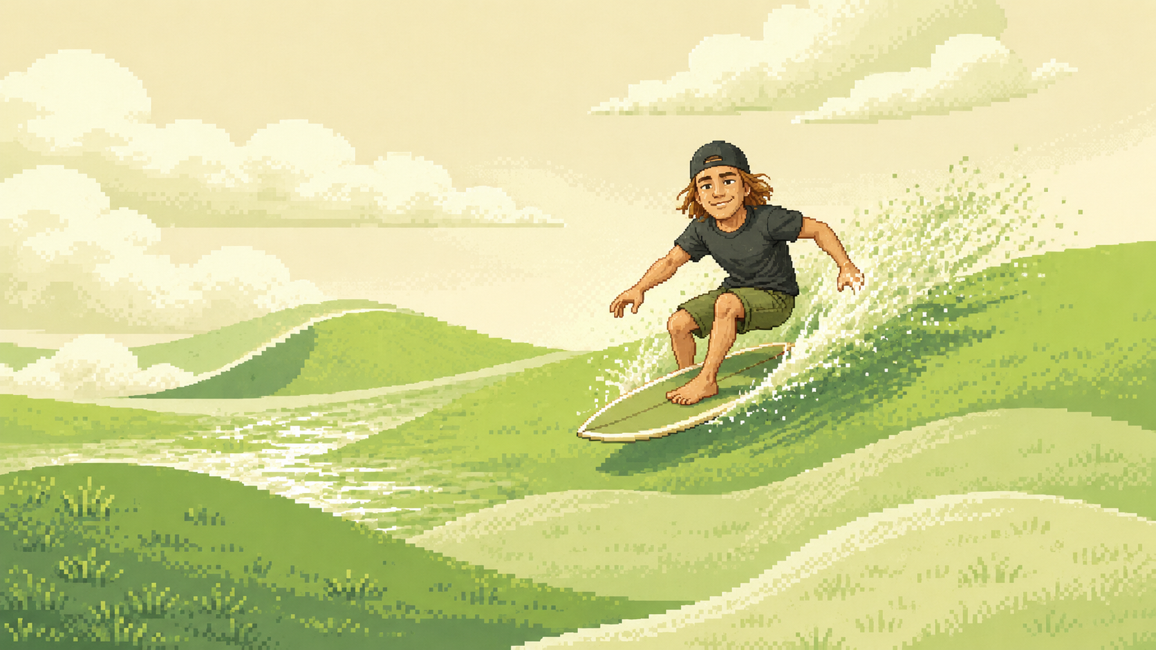 Freelancer gliding on the wave with confidence